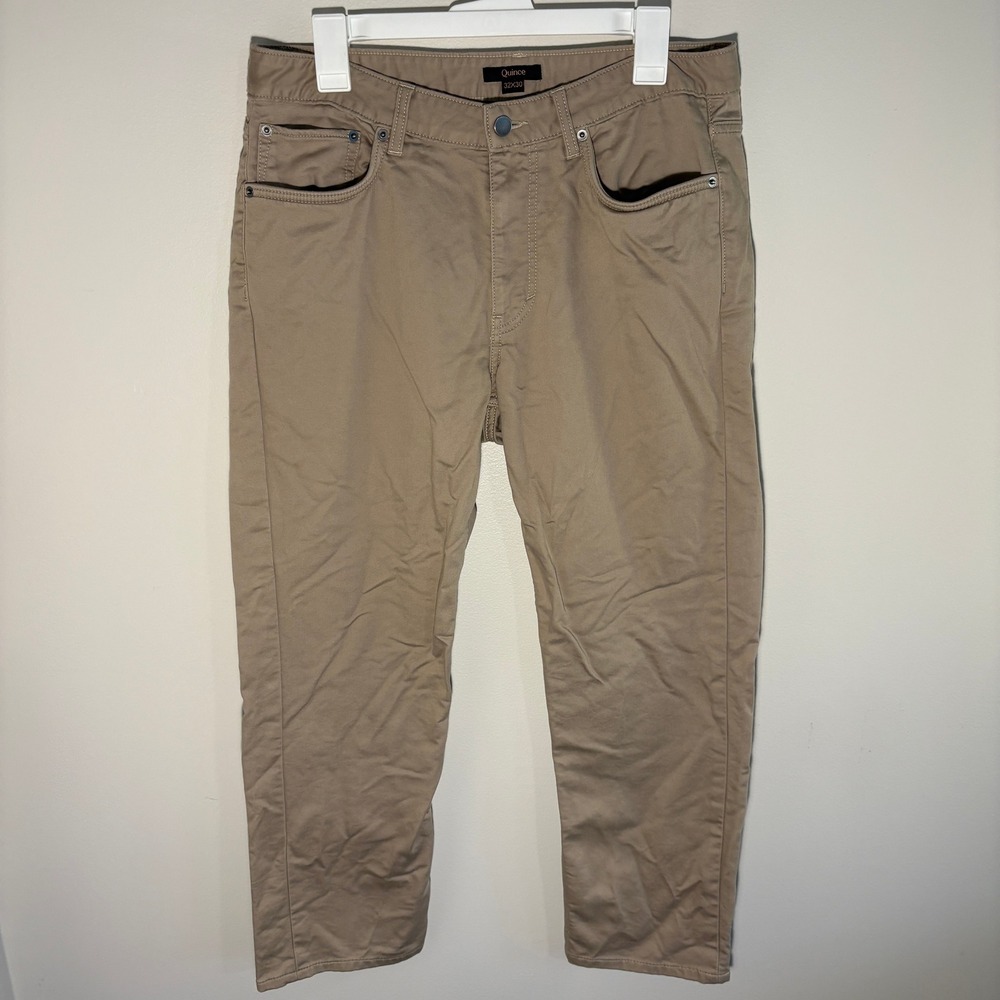 Quince Mens Performance 5-Pocket Chino Pants Khaki Tan 32x30 Slim Straight